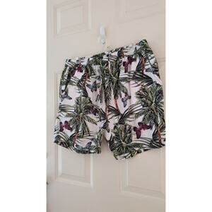 MASSIVE Mens Hawaiian Butterfly Shorts Large Tropical Vintage Cotton, Resort